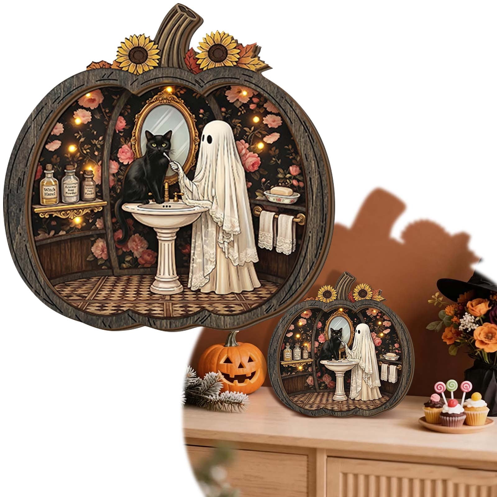 YardChic 1Pc Wooden Fall Pumpkins Decorations for Home Office Indoor ...