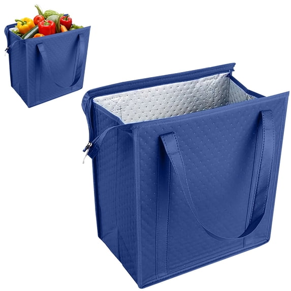 YardChic 1Pcs Insulated Reusable Grocery Bags, Cooler Bag, Insulated Grocery Bags, Cooler Bag Insulated with Handle & Zipper Closure, Portable Thermal Cool Tote Bag for Picnic Camping Travel Supplies