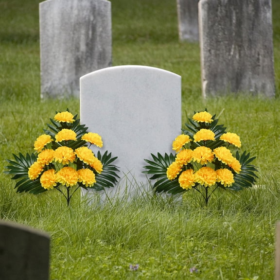 YardChic 2 Bundles Artificial Flowers 12 Pcs, Fake Chrysanthemum Artificial Flowers, Fake Flowers for Vase Fillers Easter Home Table Floral Arrangements Wedding Party DIY Decoration, Yellow