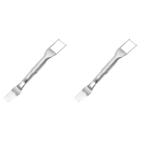 YardChic 2Pcs Watermelon Fork Slicer, 2 In 1 Stainless Cutter for Watermelon with Round Handle, Mango, Pitaya, Portable Watermelon Slicer for Camping & Parties, Kitchen Home Essentials
