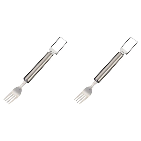 YardChic 2Pcs Watermelon Slicer, 2 In 1 Stainless Cutter for Watermelon, Mango, Pitaya, Portable Watermelon Fork Slicer with Round Handle for Camping & Parties, Kitchen Home Essentials