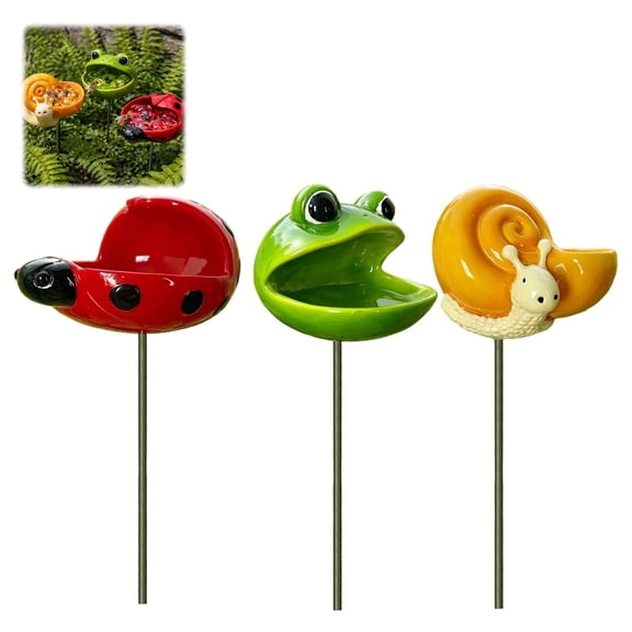 YardChic 3Pcs Bee Bird Watering Station, Bee Bath for Garden Metal Bee Bird Water Feeder with Flower Design, Yard Stake Bee Bath for Garden Patio Outdoor Decor, Unique Gifts for Women Men Gardener