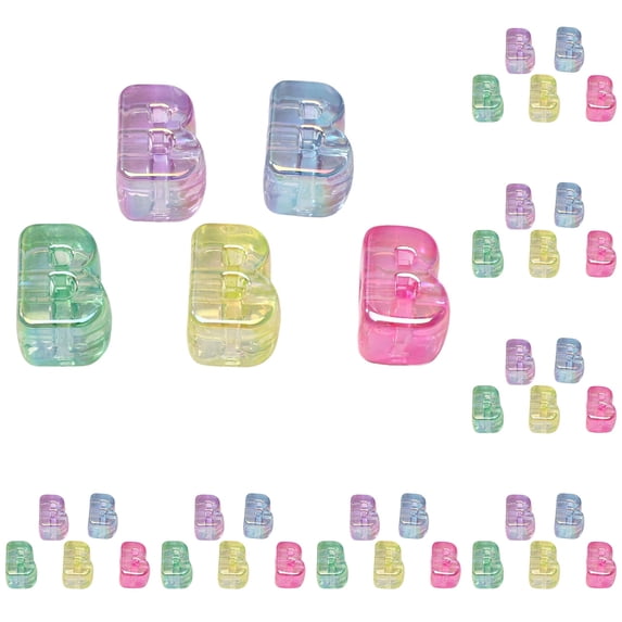 YardChic 50Pcs Crystal Clear Large Letter Beads, Acrylic Colorful Big Alphabet Beads, Spacer Paracord Beads for Keychains Bag Charm Kit Phone Chains Bracelets Necklaces Shoelaces