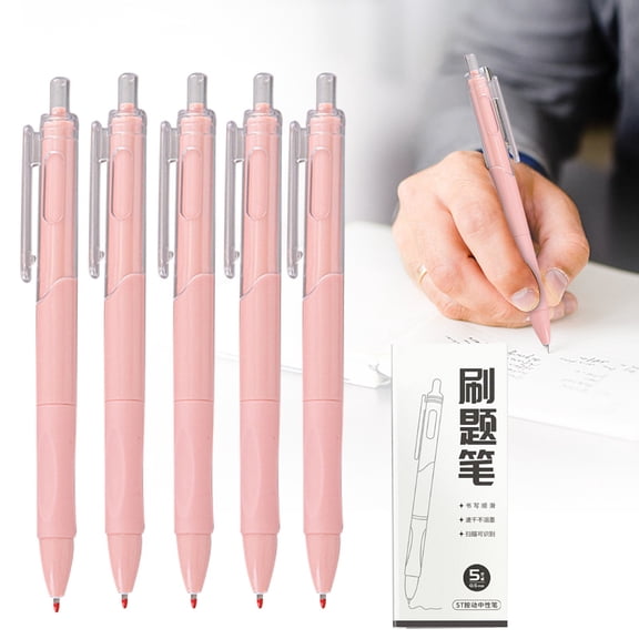 YardChic 5Pcs Retractable Gel Ink Pens, 0.5mm Medium Point Smooth Writing Pens, Black Ink Pens with Silicone Grip, Retractable Pens for Journaling Note Taking, Classroom Office Essentials