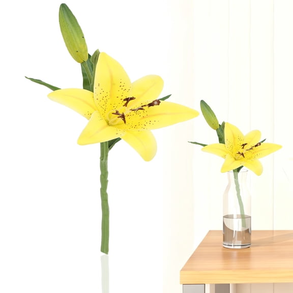 YardChic Artificial Lily Flowers, Real Touch Artificial Flowers Wedding Bouquet, Bride Bridal Shower, Spring Home Kitchen Table Decor, Fake Lilies for Centerpieces, Party Decorations, 5.9x13.8 Inch
