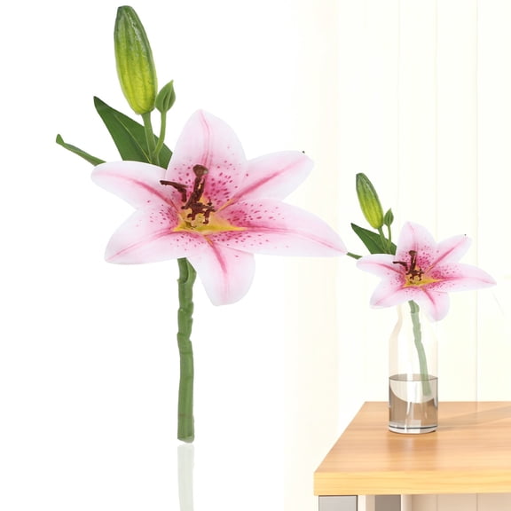 YardChic Artificial Lily Flowers, Real Touch Artificial Flowers Wedding Bouquet, Bride Bridal Shower, Spring Home Kitchen Table Decor, Fake Lilies for Centerpieces, Party Decorations, 5.9x13.8 Inch