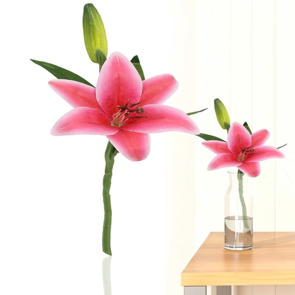 YardChic Artificial Lily Flowers, Real Touch Artificial Flowers Wedding Bouquet, Bride Bridal Shower, Spring Home Kitchen Table Decor, Fake Lilies for Centerpieces, Party Decorations, 5.9x13.8 Inch