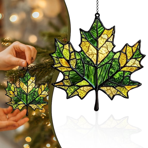 YardChic Autumn Maple Acrylic Sunlight Catcher, Artistic Hanging Fall Leaves, Multiple Styles Available, Decorative Fall Tree Ornaments for Window Panes, Walls, Home Display, Fall Tree Decorations