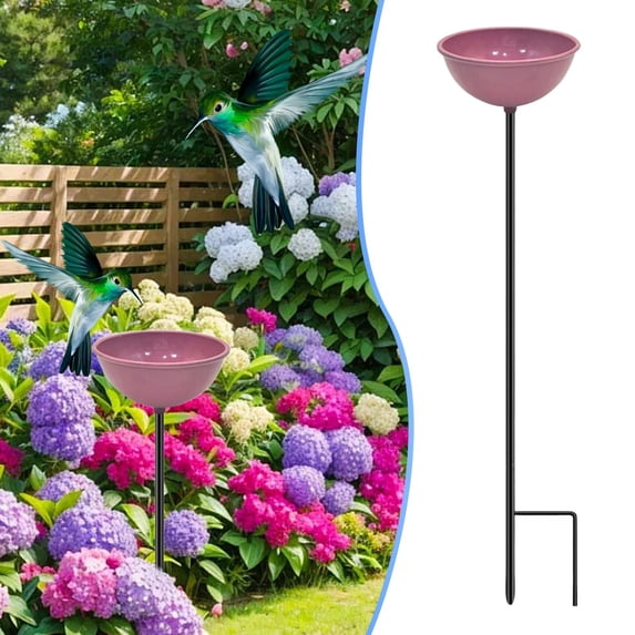 YardChic Bee Watering Station, Butterfly Feeder, Metal Bee and Butterfly Feeders with Metal Stake, Elegant Outdoor Garden Yard Lawn and Patio Garden Decor, Garden Essentials, Pink