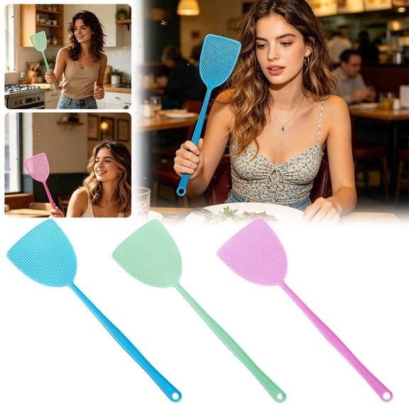 YardChic Bug & Fly Swatter, Fly Swatter for Indoors, Manual Fly Swatters Mesh Head, Manual Plastic Flyswatter Duty for Indoor and Outdoor Racket Mosquito, Bee, Spiders, 15 '', Pink