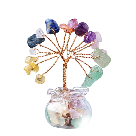 YardChic Crystal Tree, Chakra Tree, Healing Crystals Tree, Crystal Money Tree, Crystal Flowers Tree, Crystals and Healing Stones Tree for Women Unique Birthday Gifts, Home Office Decor, 1x2.17 Inch