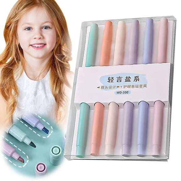 YardChic Dual Tip Highlighter Markers Set, Aesthetic Fine & Chisel Tip Pastel Vintage Marker Multicolor Pens, Colored Highlighters for Bible Highlighting, Journaling, Classroom and Office Supplies