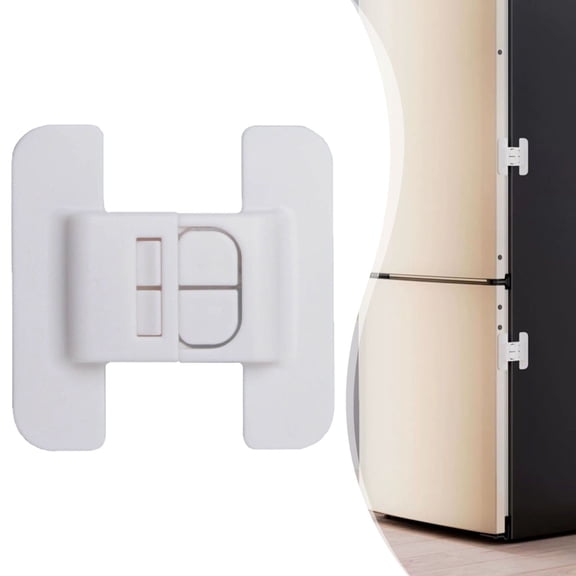 YardChic Freezer Latch, Punch-Free Automatic Refrigerator Lock, Self-Closing Refrigerator Door Auxiliary Stopper, No Drilling Household Fridge Door Tight Close Accessory for Toddlers, Cats, & Dogs