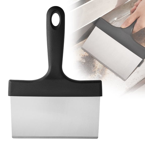 YardChic Hand Held Heavy Duty Metal Griddle Scraper, Cast Iron Scraper Comfort Grip Handle with Hanging Hole, Sturdy Grill Scraper for Griddle, Stovetop, Countertop, Kitchen Surface Residue Removal