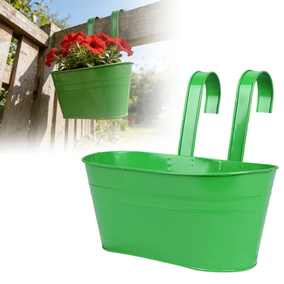YardChic Metal Hanging Flower Pots, Outdoor Planter, Large Plant Pot with Detachable Hooks, Hanging Bucket Pots Countryside Window Flower Plant Holder for Garden Yard Home Decor
