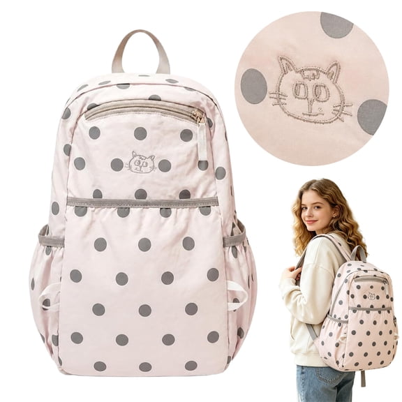 YardChic Polka Dot Backpack, Backpack Polka Dot, Casual Lightweight Polka Dot Backpack, Multi-Pocket Rucksack, Polka Dot Rucksack Outdoor Casual Daypack for Travel, Classroom Essentials