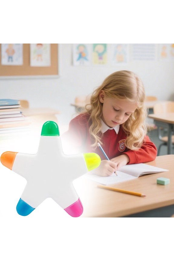 Star Shape Highlighter Pen, Cute Five Point Fluorescent Marker, Chisel Tip Highlighters, Click Highlighter Markers for Note Taking, Document Highlighting, Journaling, Classroom Supplies
