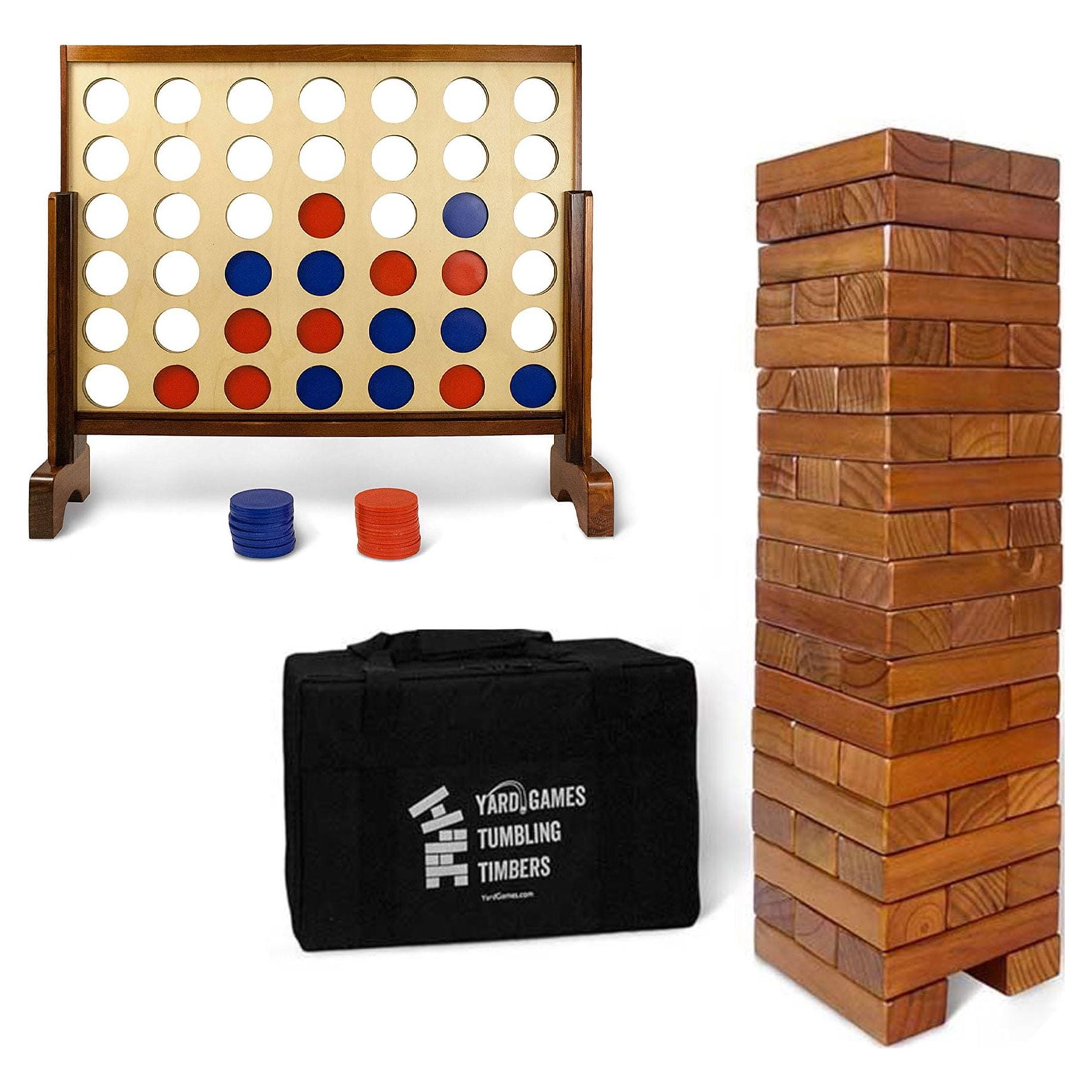 ArtCreativity Tumbling Tower Drinking Game 4 Glasses 60 Wooden Blocks with Challenges Party Games