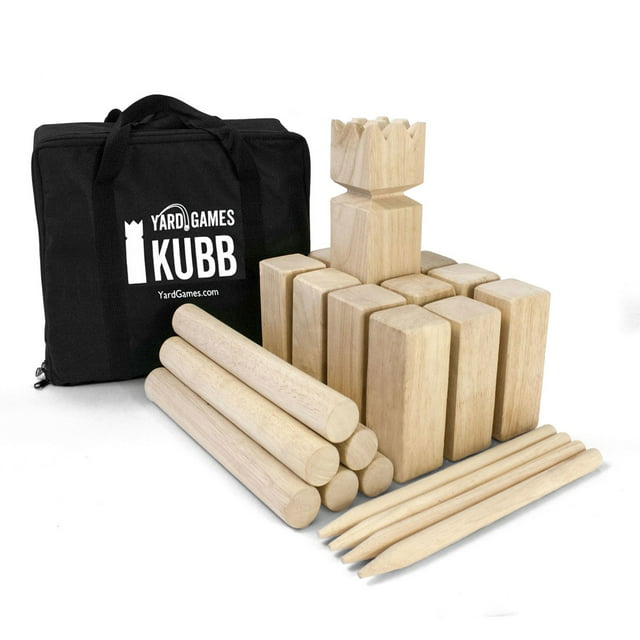 YardGames Kubb Premium Wooden Outdoor Backyard Game Set with Carrying Bag