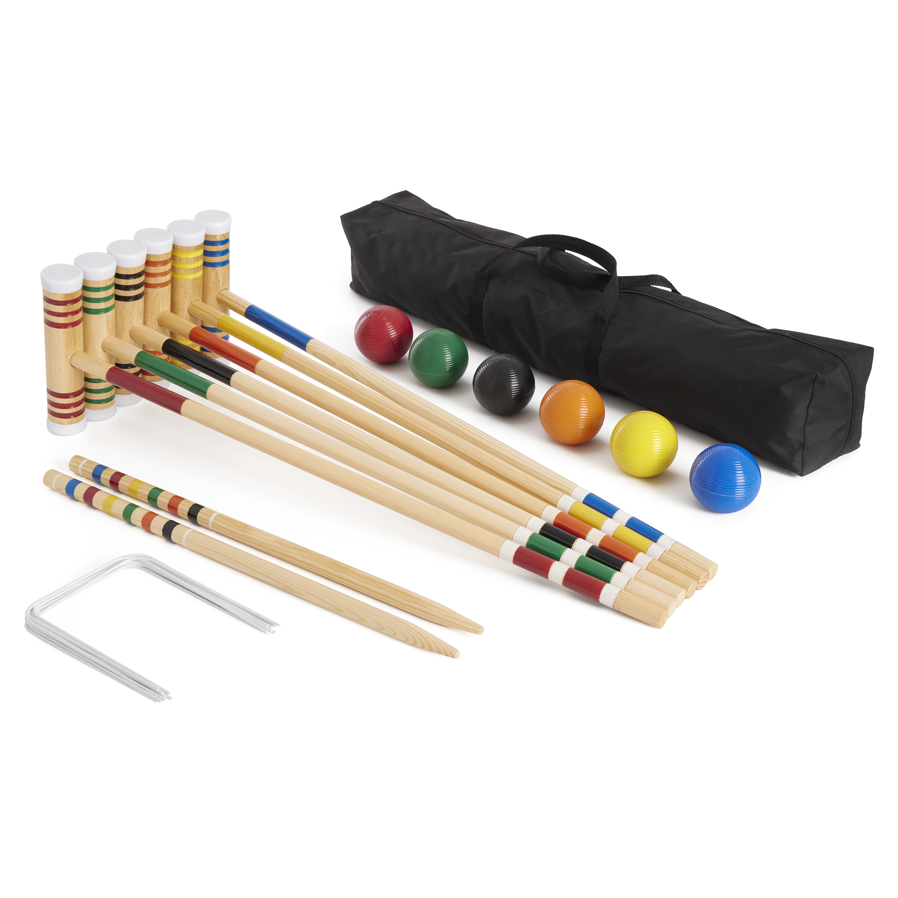 Open Box YardGames Premium Lawn Croquet Game w/ 6 Wood Mallets, Balls