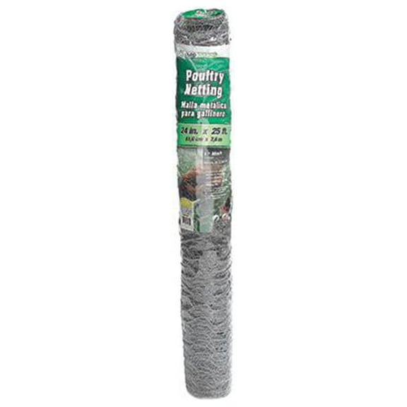 YardGard 308404B Poultry Netting, Galvanized Steel, 1 In. Mesh, 24 In. x 25 Ft. - Quantity 6