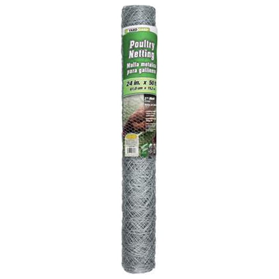 YardGard 308474B Galvanized Poultry Netting, 2 In. Mesh, 24 In. x 50 Ft. - Quantity 6