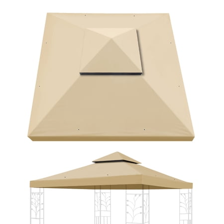 YardGrow 8'x8' Double Tier Gazebo Replacement Canopy Garden Polyester Water-Repellent Cover