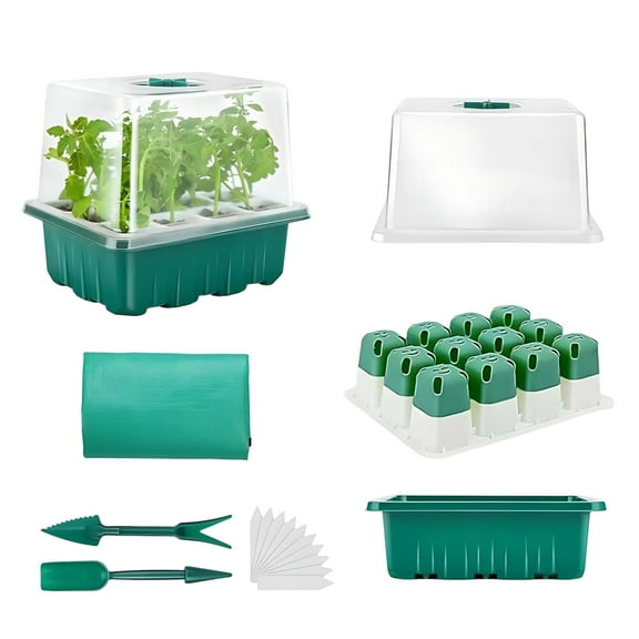YardVibe 1 Pack Seed Starter Tray, Seed Starter Kit (12 Cells Tray) with Adjustable Humidity Dome, Plant Germination Trays, Seed Starting Trays Mini Greenhouse Kit for Seeds Growing Starting
