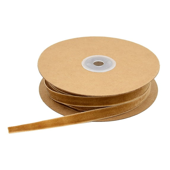 YardVibe 2 Yard Velvet Ribbon - 3/8Inch Double Sided Khaki Velvet Ribbon Vintage Wreath Christmas Tree Ribbons for Hair Gift Wrapping Bow Making Crafts Bouquet Christmas Birthday Wedding Decor