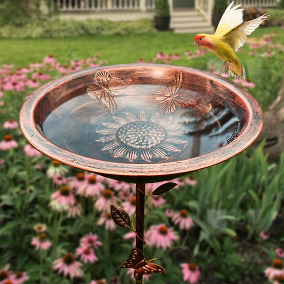YardVibe 30In Metal Bird Bath for Outside-5 Pronged Base and Detachable Metal Stake, Sturdy Garden Birdbath, Vintage Freestanding Bird Bath for Patio Yard Lawn Decor, Durable Bird Bath