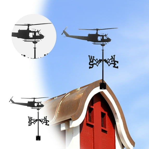 YardVibe 3D Helicopter Metal Weather Vane, Stainless Steel Black Animal Weathervane Wind Direction Indicator Roof Garden Decorations for Outdoor Farm Yard Garden Gazebo