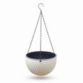 thumbnail image 1 of YardVibe 6.5 inch Hanging Planters for Indoor Outdoor Plants, Hanging Flower Pots with Drainage Holes and Chain for Garden Porch Plants, Round Plastic Hanging Baskets for House Plants, Beige, 1 of 8