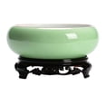 thumbnail image 1 of YardVibe Ceramic Water Lily Bowl with Stand, 5.3 Inch Hydroponic Planter Bowl, Porcelain Lotus Bowl for Home Office Garden, Green, 1 of 4