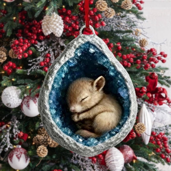 YardVibe Crystal Forest Animal Christmas Ornament, 2025 Cute Forest Animal Geode Tree Ornament 2D Acrylic Christmas Tree Ornaments Xmas Little Animal Hanging Ornaments for Home Xmas Decor, F