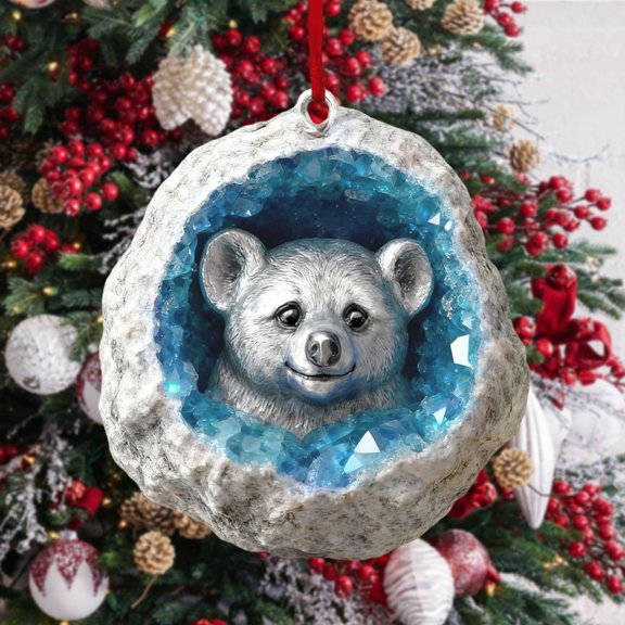 YardVibe Crystal Forest Animal Christmas Ornament, 2025 Cute Forest Animal Geode Tree Ornament 2D Acrylic Christmas Tree Ornaments Xmas Little Animal Hanging Ornaments for Home Xmas Decor, E