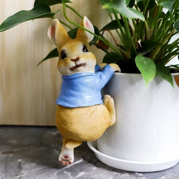 YardVibe Easter Spring Bunny Flower Pot Huggers, Resin Rabbit Hugger Planter Edge Decor Hanging Climbing Plant Bunnies Statue Figurine for Home Garden Yard Fence Lawn Ornaments Decoration