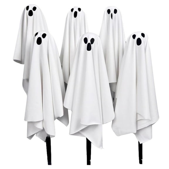 YardVibe Halloween Decorations Solar Garden Lights Outdoor, 6 Pack Halloween Ghost Decorations Lights with Scary Party Gifts Decor, Solar Scary Ghost Path Lights for Halloween Party Decor, Cold White