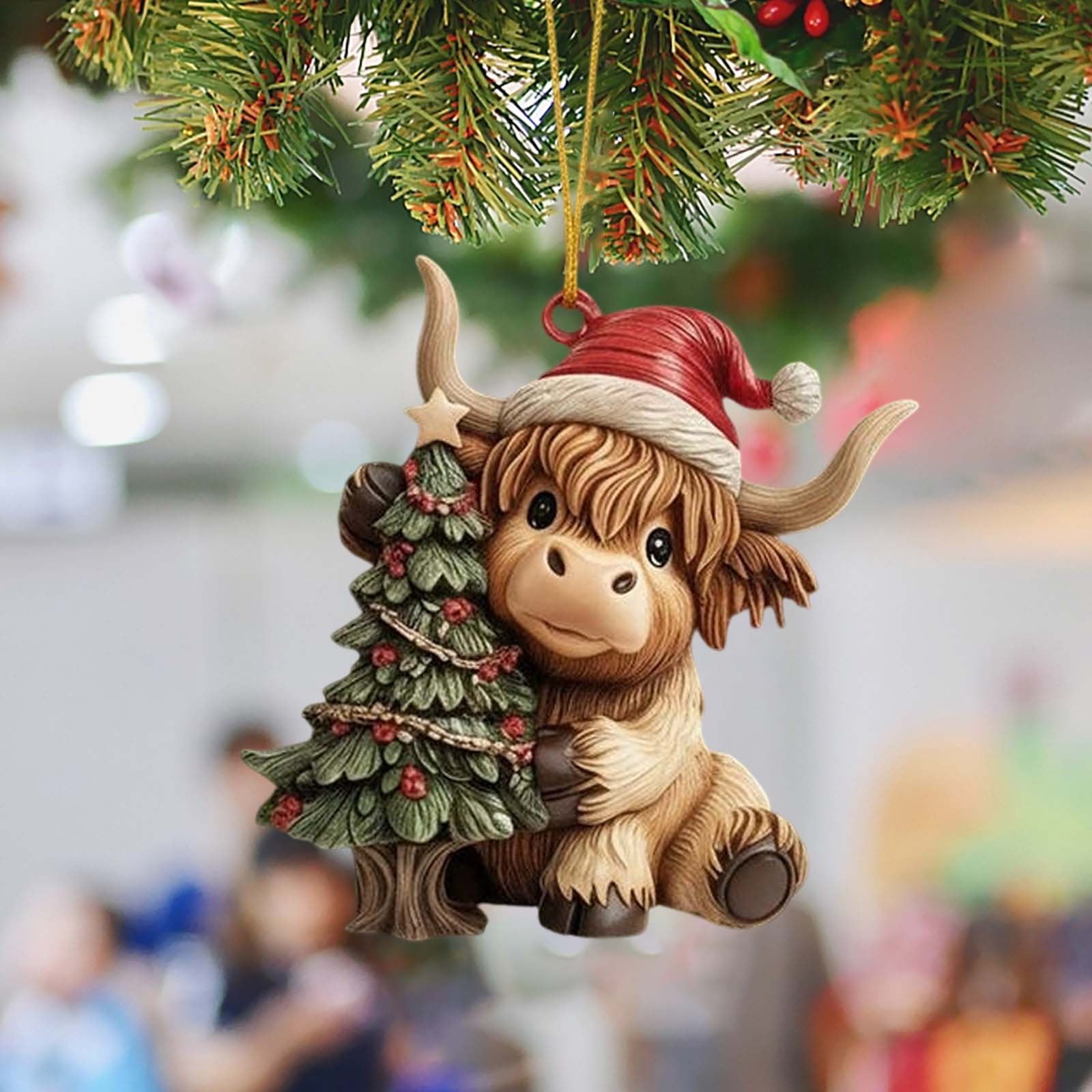 YardVibe Highland Cow Pendant, Cow Ornaments for Christmas Tree, Mini ...