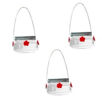 YardVibe Hummingbird Feeder for Outdoors - 3 Pack Durable Mason Jar Glass Humming Bird Feeder with 4 Perforated Flower Nozzles, Wide Top Opening for Easy Filling & Cleaning