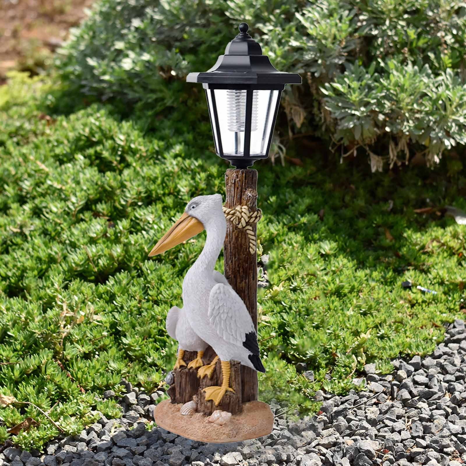 YardVibe Pelican Garden Statue with Solar Lantern - 16.5“ Large Outdoor Solar Lights Pelicans Figurine for Outside, Yard, Patio, Lawn Decor, Housewarming Gifts for Women, Mom
