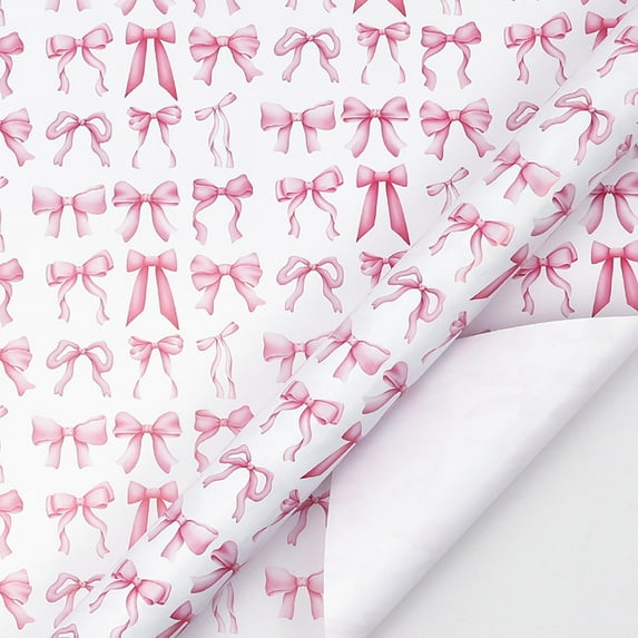 YardVibe Pink Bow Wrapping Paper Roll, Mini Roll, Multicolor Colorful Bows, Romantic Gift Wrap for Valentine's Day, Birthday, Anniversary, Wedding, 16 Inches x 10 Feet