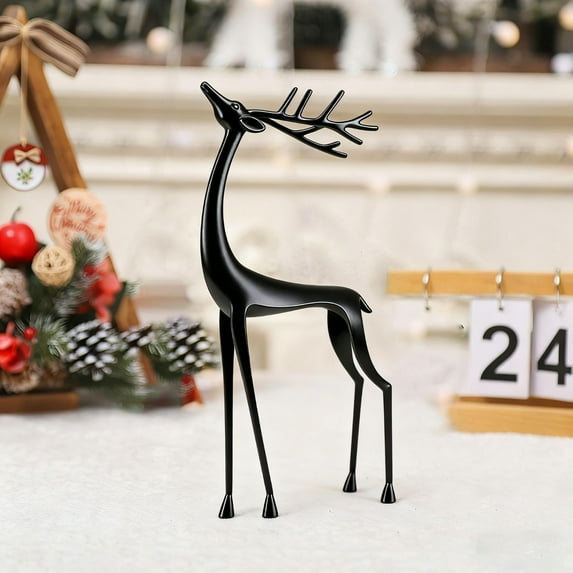YardVibe Reindeer Christmas Decor, 2025 New Black Reindeer Christmas Decor, Elegant Indoor Holiday Decor, Vintage Standing Deer for Mantel Coffee Table Office Indoor