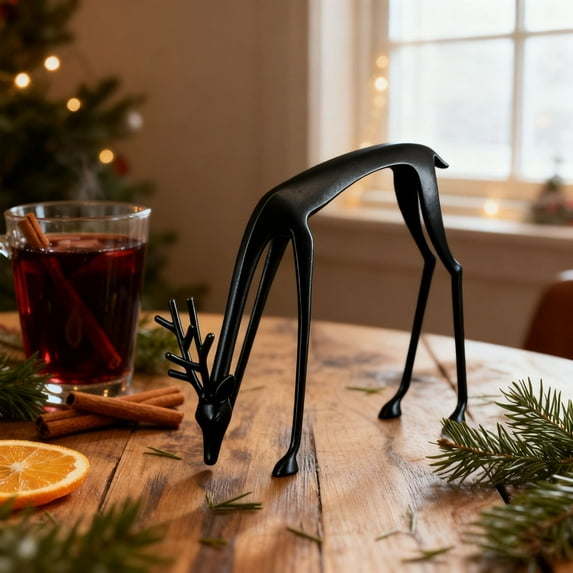 YardVibe Reindeer Christmas Decor, 2025 New Black Reindeer Christmas Decor, Elegant Indoor Holiday Decor, Vintage Standing Deer for Mantel Coffee Table Office Indoor
