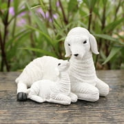 YardVibe Resin Figurine Lamb Ornament Decor for Garden Farm Yard Gifts Artificial Lamb Craft, Mother Baby Sheep, Gift for Mother Grandma