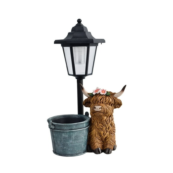 YardVibe Solar Garden Highland Cow with Succulent Planter with LED Lights Outdoor Decor for Outside Yard Patio Balcony Porch Decorations - Birthday Gifts Mom Grandma Women