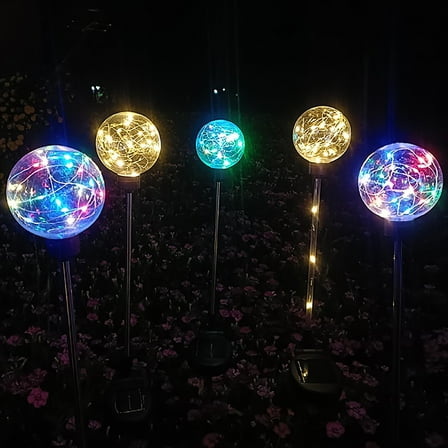 YardVibe Solar Garden Lights Outdoor, Multi-Color Changing & White 2 Modes Solar Powered Glass Ball Garden Lights Waterproof for Patio Decoration - Multicolor