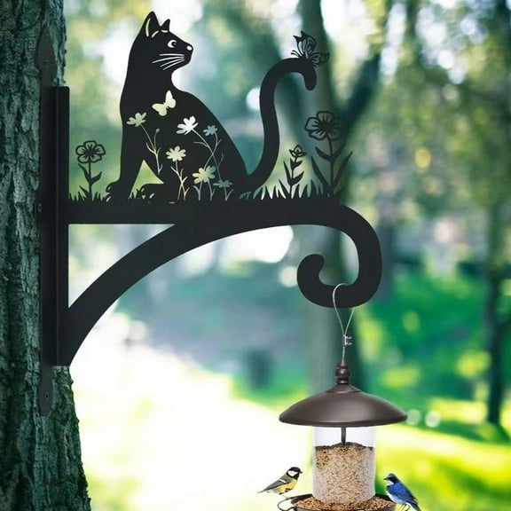 YardVibe Wall Plant Hanger - Heavy Duty Metal Brackets with Cats Design for Plants, Bird Feeders, Lanterns, Wind Chimes, Outdoor & Indoor Use, Cats Design