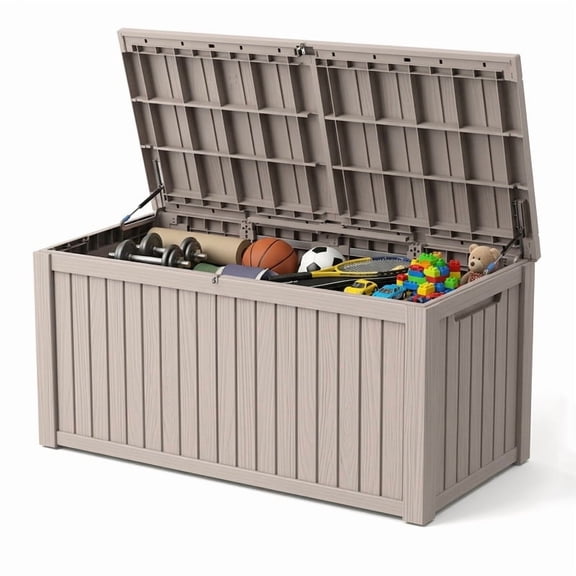 Yardgrace 210 Gallon Outdoor Storage Box Waterproof, Lockable Resin Deck Box Large Storage Bin for Patio Furniture Cushion, Garden Tools, Pool Accessories, UV-Resistant Outside Delivery, Gray