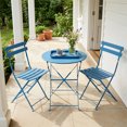 thumbnail image 1 of Yardgrace 3-Piece Folding Steel Patio Bistro Set, 2 Chairs and Table, Peacock Blue, 1 of 8