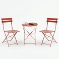 thumbnail image 1 of Yardgrace 3-Piece Folding Patio Bistro Set, Small Metal Outdoor Table and 2 Chairs Set, Weather-Resistant Balcony Furniture, No Assembly Required, Red, 1 of 8
